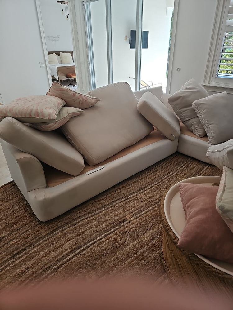 Beige sofa after upholstery cleaning